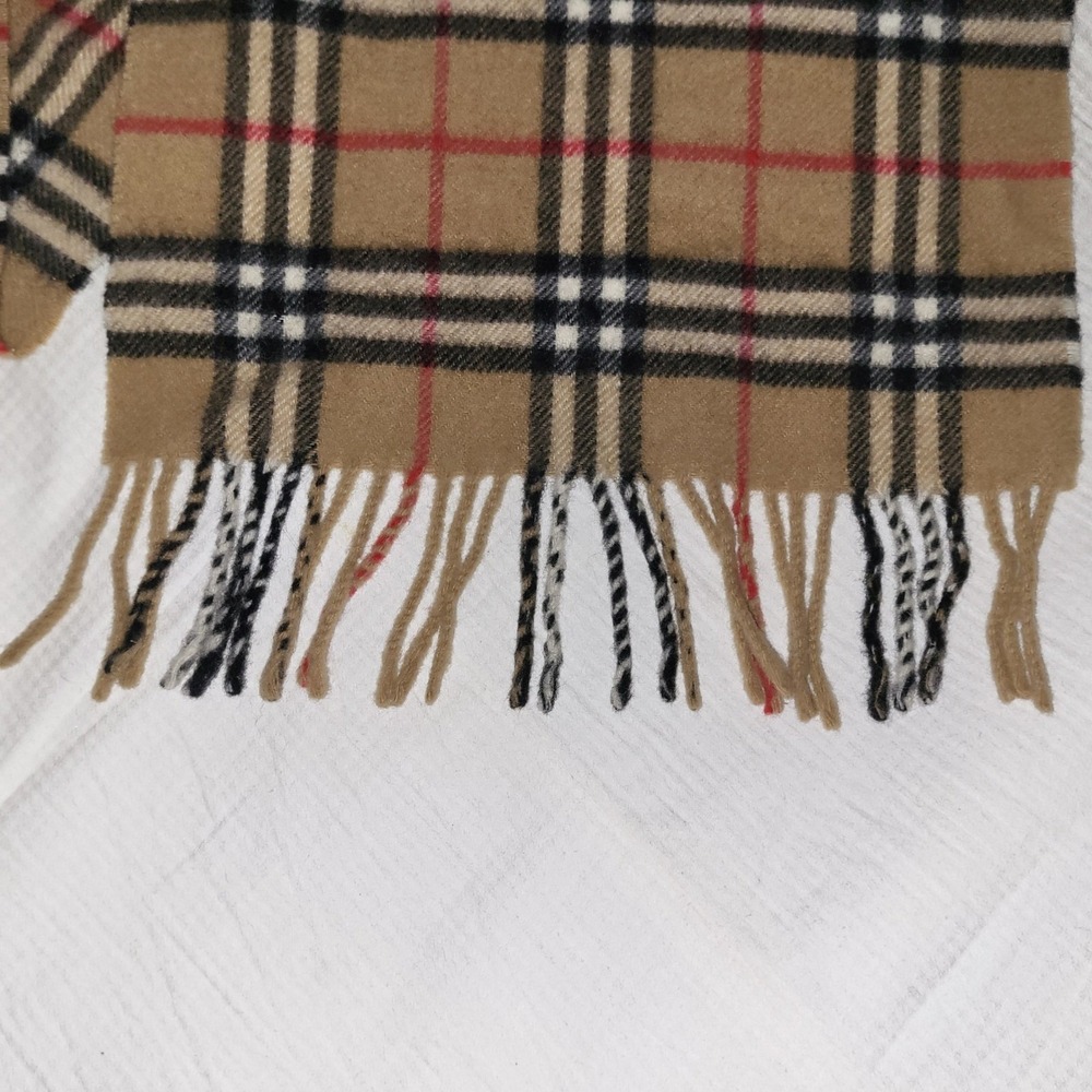 Burberry Classic Beige Novacheck Lambswool Scarf Made in England 68 / 12 inches - Picture 5 of 9